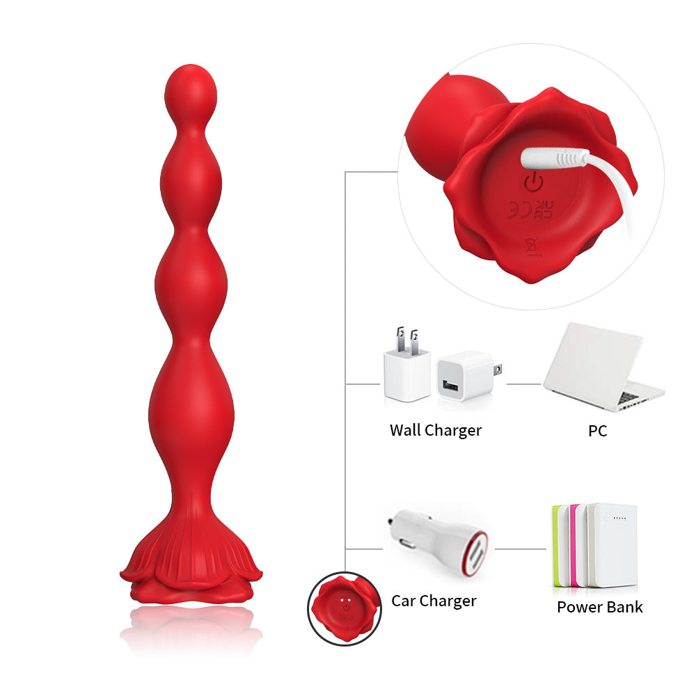 Rose Silicone Pull Bead Anal Plug