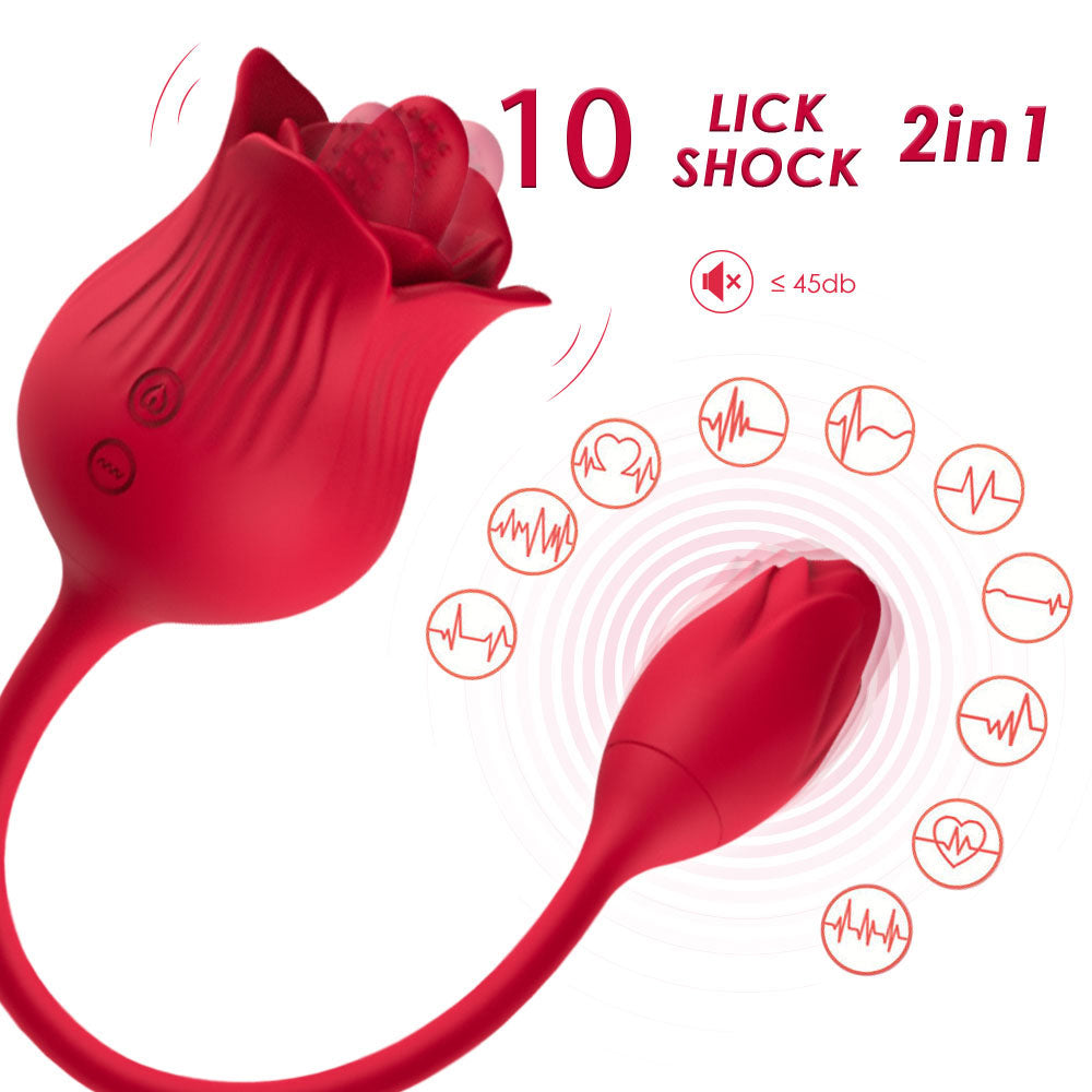 Sakulove Wild Rose Grainy Tongue Vibrator 2in 1 Dildo Vibrator