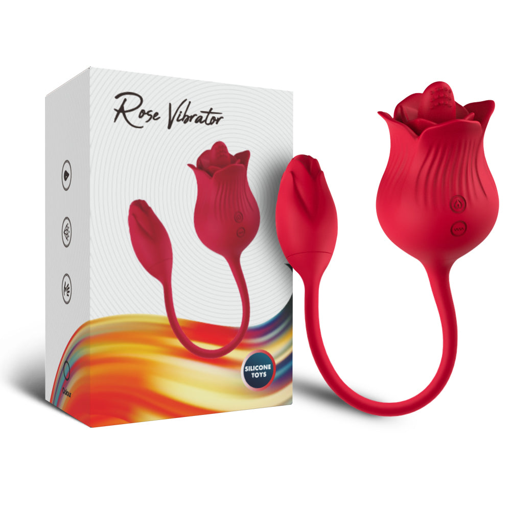 Sakulove Wild Rose Grainy Tongue Vibrator 2in 1 Dildo Vibrator