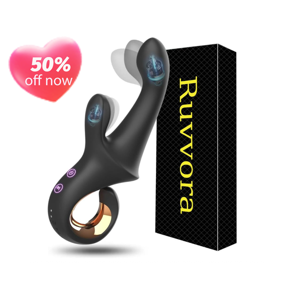 Rabbit Vibrator Dildo & G Spot Massager by RUVVORA - 10 Vibration Modes, Body-Safe Silicone for Clitoral, Nipple, Vaginal Stimulation, Adult Sex Toy for Women & Couples