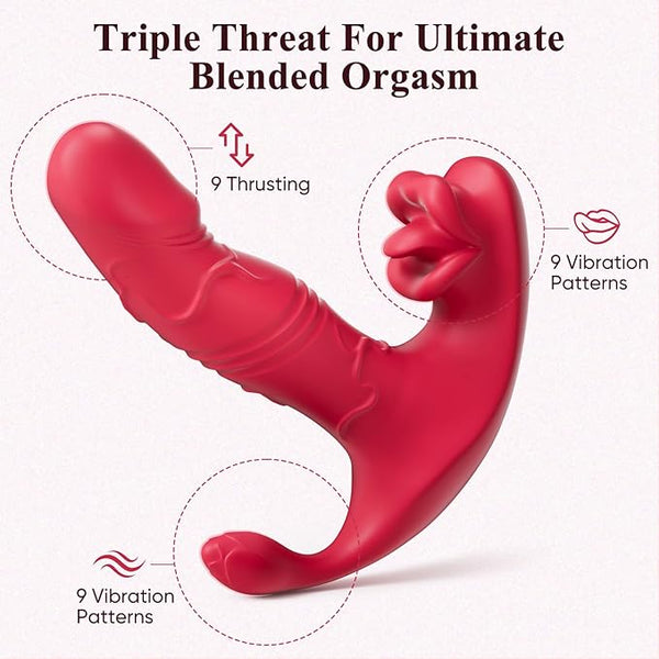 Thrusting Dildo Sex Toys for Women - Vibrating Panties Remote Control Vibrator, Wearable G Spot Clitoral Stimulator & Anal Teaser with 9 Mode, Realistic Strapless Strap on Penis for Lesbian Couples