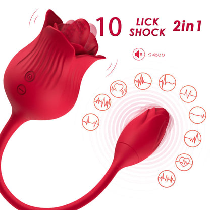 Sakulove Wild Rose Grainy Tongue Vibrator 2in 1 Dildo Vibrator